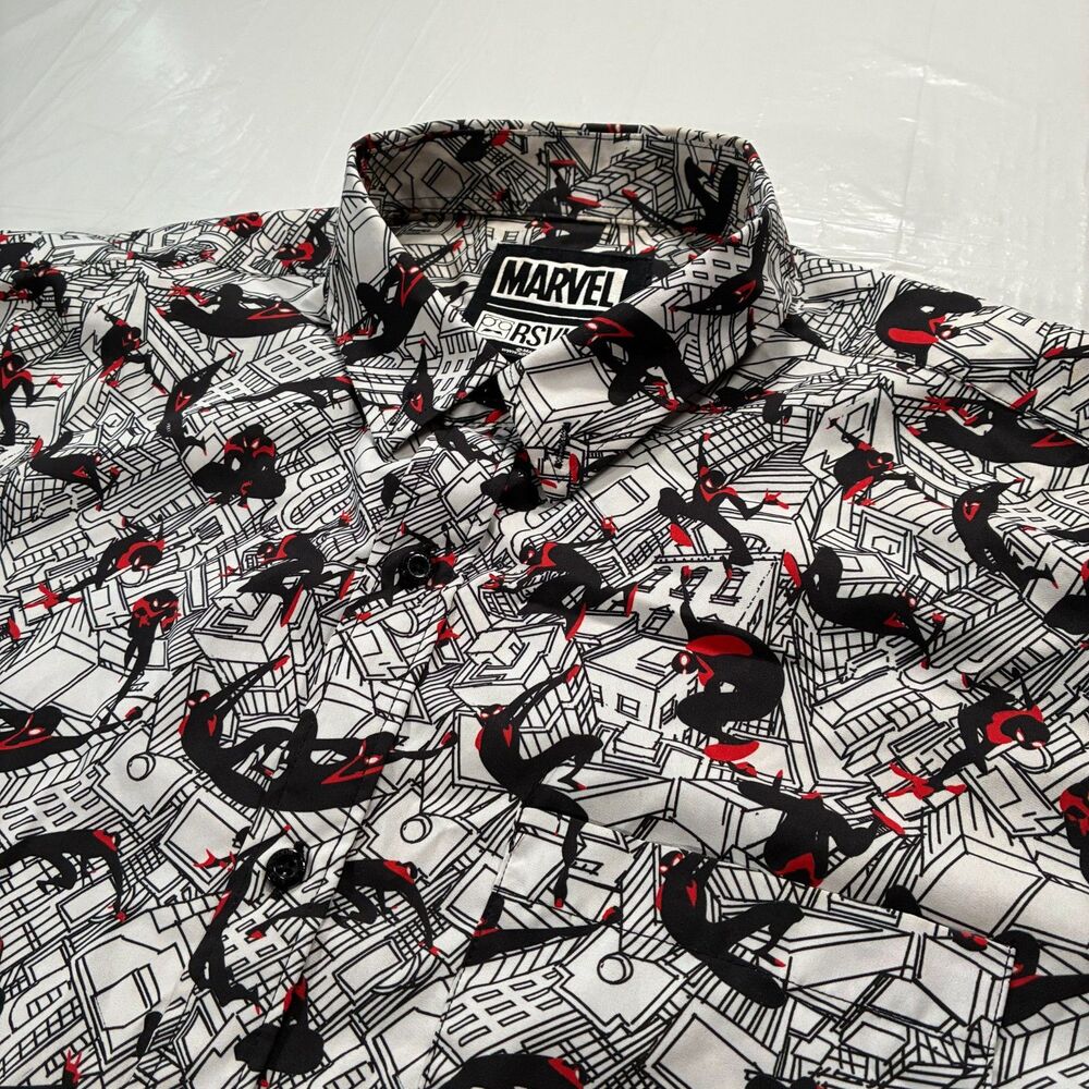 RSVLTS Marvel Spider-Man Button Down Shirt Size XL Miles Morales "City Slinger"